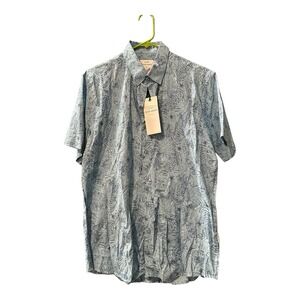 Peter Werth London Men's Shirt Blue Floral Short Sleeve Button Down New With Tag